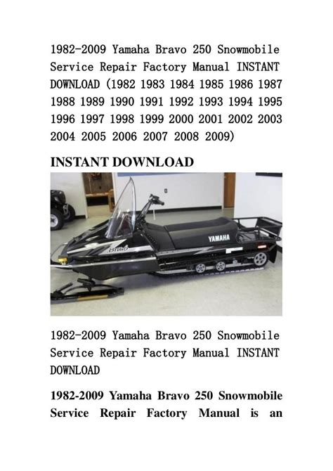 Yamaha snowmobile 1982 2009 bravo 250 repair manual improved. - Husqvarna te410 te610 1998 2000 service repair manual.