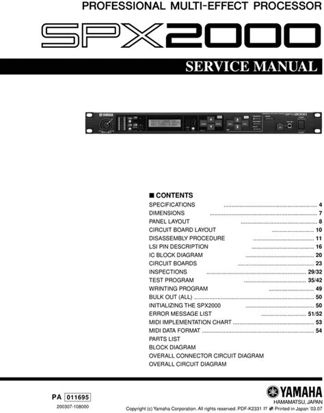 Yamaha spx2000 spx 2000 complete service manual. - Der russisch-japanische krieg, amtliche darstellung des russischen generalstabes.