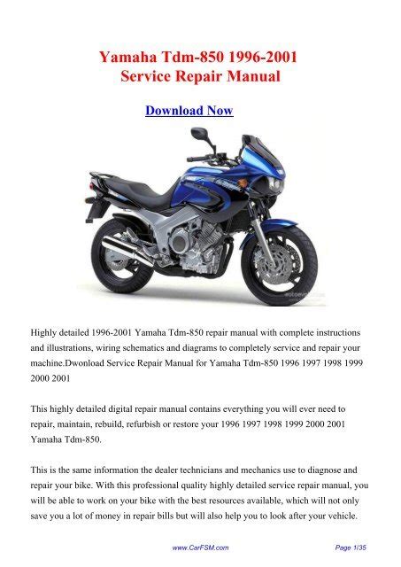 Yamaha tdm 850 service manual 1996 1999. - The professional organizers complete business guide.