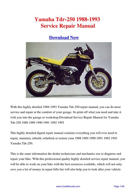 Yamaha tdr250 tdr 250 1988 1993 workshop manual. - Ran quest guide in root hole.