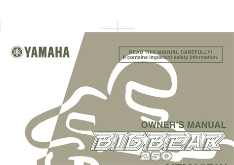 Yamaha yfm250bw bigbear owners manual 2007 model. - Die emotionale intelligenz bei handlungen leitfaden 1. auflage.