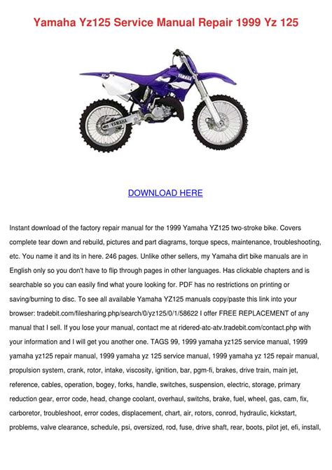 Yamaha yz 125 repair manual 1999. - Nozioni ed esempi di metrica italiana.