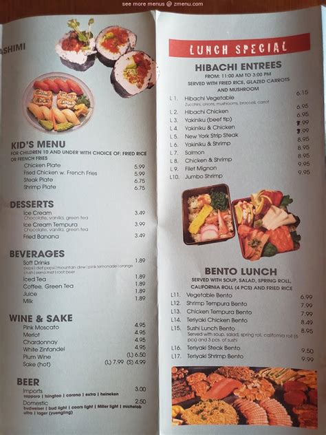 Yamato japanese steakhouse taunton menu. Save. Share. 25 reviews #9 of 56 Restaurants in Taunton ₹₹ - ₹₹₹ Japanese Sushi Asian. 278 Winthrop St, Taunton, MA 02780-4340 +1 508-977-9888 Website Menu. Closed now : See all hours. Improve this listing. See all (13) Get food delivered. Order online. RATINGS. Food. Service. Value. Atmosphere. Details. CUISINES. Japanese, Sushi, Asian. Meals. 