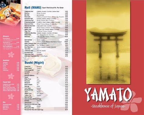Yamato norman menu. Restaurant menu, map for Yamato West located in 45805, Lima OH, 2315 Elida Road. Find menus. Ohio; Lima; Yamato West; What is Grubhub. Through online ordering, we connect hungry people with the best local restaurants. Explore restaurants near you to find what you love. ... Check with this restaurant for current pricing and menu information. A ... 