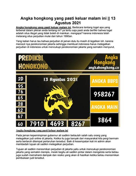 Yang pasti keluar malam ini 2021. Anugerahtoto wish you lucky.