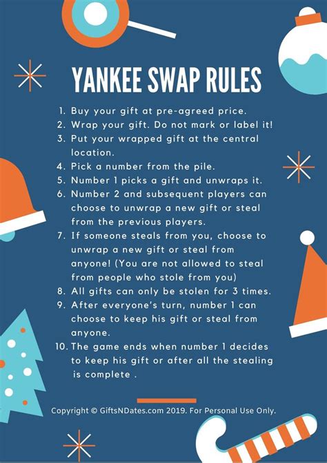 Yankee Swap Number Template Card Template