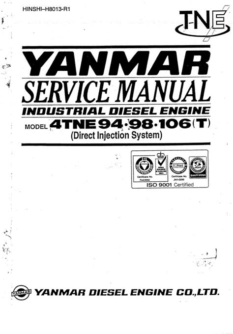 Yanmar diesel engine 4tne98 hyf service repair manual. - La maison de la nuit tome 10.
