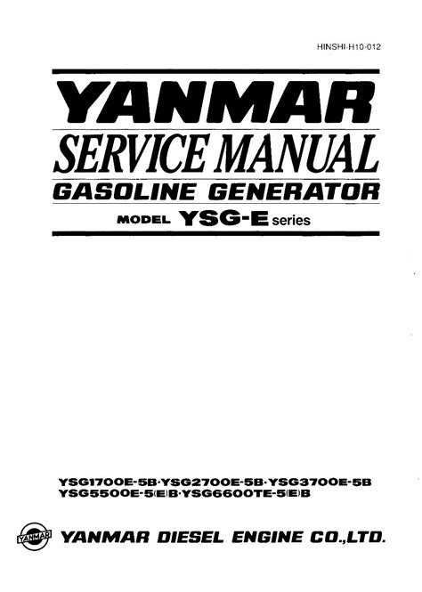 Yanmar ysg e series gasoline generator service repair manual instant. - Halliwells film guide 2008 by harpercollins uk.