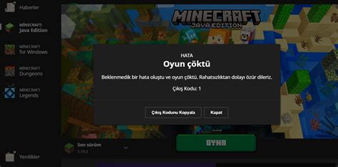 Yardım Bilinmeyen hata Minecraft  Forum. 