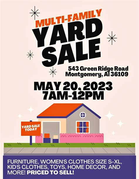 Auctions, Estate, Yard & Garage Sales · Montgomery, AL MAKE THIS YOUR “FIRST” GARAGE SALE STOP 🔴 SATURDAY. MAY 22, 2021 7: 30 AM -12:00 PM 425 SEMINOLE DR MONTGOMERY AL 36117 (2nd ENTRANCE TO ARROWHEAD NEIGHBORHOOD ) ITEMS INCLUDE.:. 