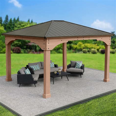 Yardistry YM12978 Installation And Operating Instructions Manual (63 pages) 3.7m x 4.3m (12.1' x 14.1') GRAND GAZEBO with ALUMINUM ROOF. Brand: Yardistry | Category: Outdoor Furnishing | Size: 11.37 MB. Table of Contents. Important Safety Notice. 2.. 