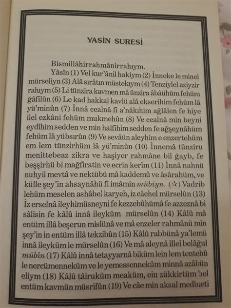 Yasin suresi türkçe oku
