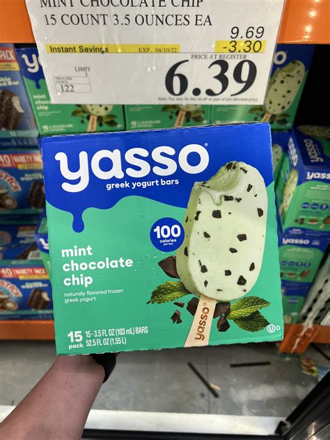 Now until 4/2, you can pick up this sweet deal at Costco on Yasso Frozen Greek Yogurt Bars. This is for (15) Mint Chocolate Chip Greek Yogurt Bars. The regular price for Yasso Mint Chocolate Chip Frozen Greek Yogurt Bars, 15 ct. is $11.99. There is a $3.60 off instant savings offer which brings the price down to $8.39.. 