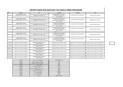 Yaz Okulu Ders Programı Mu. 