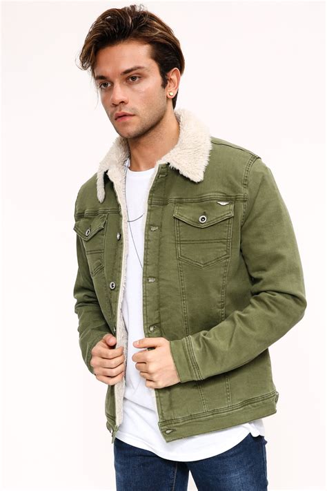 Yeşil erkek kot ceket
