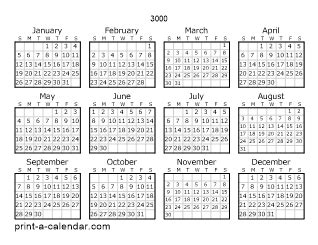 Year 3000 Calendar