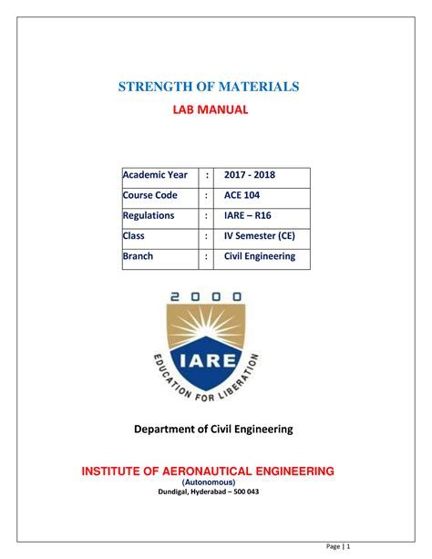 Year strength of materials lab manual. - Cummins l10 diesel engine service manual.