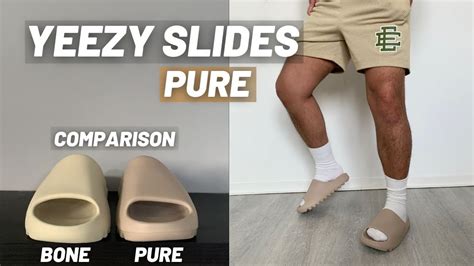 Yeezy slide pure vs bone. adidas Yeezy Slide 'Bone' l FZ5897. The second colorway to be released on 24 September 2022 is the 'Bone'. This colorway was also used in the first release of the Yeezy Slide in 2019 and now, some three years later, returns in full-family sizing. Like the 'Resin', this colorway is also made with EVA foam. The 'Bone' has a light beige colorway. 