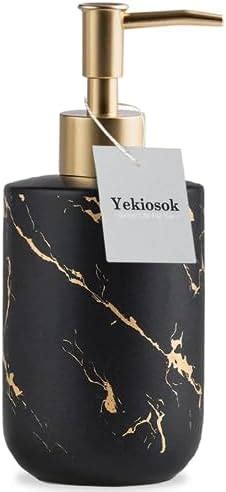 Yekiosok Ceramic Soap Dispenser,300ml Black and Gold Dish Soap …