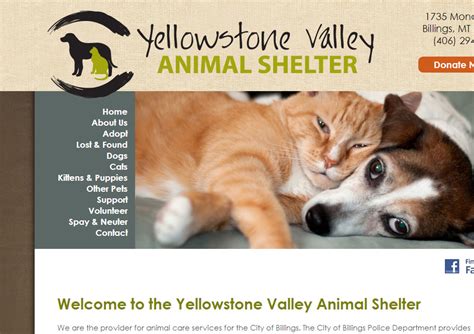 Yellowstone valley animal shelter billings montana. Bookmark. Phone: (406) 294-7387. Physical Address: 1735 Monad Rd Billings, MT 59101. Mailing Address: PO Box 20920 Billings, MT 59104. Available! 