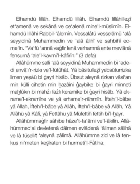 Yemek duası arapça türkçe kısa