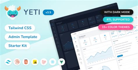 Yeti Tailwind CSS HTML, HTML + Laravel, React & Vue.js Admin