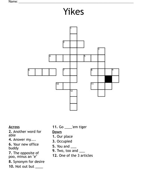 The Crossword Solver found 30 answers to "Yikes!" (hyp.)", 3 letters crossword clue. The Crossword Solver finds answers to classic crosswords and cryptic crossword puzzles. Enter the length or pattern for better results. Click the answer to find similar crossword clues. Enter a Crossword Clue. A clue is required. Sort by Length ...