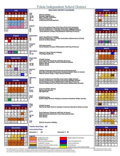 Yisd Academic Calendar