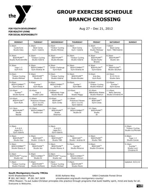 Youth Sports Classes Schedule. . 