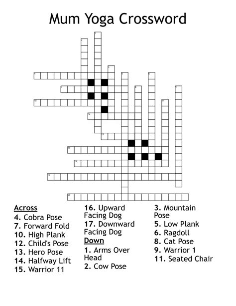 Wall Street Journal Crossword; March 15 2024; Yoga pose; Yoga pose Crossword Clue. While searching our database we found 1 possible solution for the: Yoga pose crossword clue. This crossword clue was last seen on March 15 2024 Wall Street Journal Crossword puzzle. The solution we have for Yoga pose has a total of 5 letters..