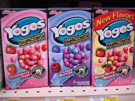 Yogos. A single serving of Yogos contained 15 grams of sugar. To put into perspective how much that is, the American Heart Association recommends no more than 25 to 36 grams of added sugar per day, and that's the upper limit for adults. Ever since Yogos were first released, they had been criticized for being candy in disguise . 