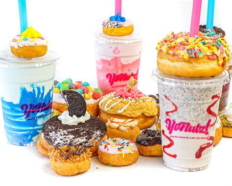 Yonutz donuts. Home of the SMASHED Donut, Milkshake and Ice Cream. 3x winner of Dessert Wars. Yonutz also offers large party orders, catering, custom donut orders and fundraising. 