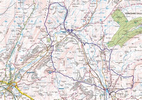 Yorkshire 3 peaks sketch map route guide walk. - M orike und peregrina: geheimnis einer liebe.