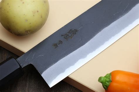 Yoshihiro Black Finish Blue Steel #2 Kurouchi Petty Shitan Handle with