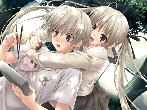 Yosuga bo sora. Yosuga no Sora is a romantic anime about two orphaned twins and their "unique bond". The brother twin, Haruka, is frequently running into beautiful girls at his school, much to the dismay of his twin sister Sora. Take a look at these gifs of the twins and classmates interactions. by Travisb45. 59,952 ... 