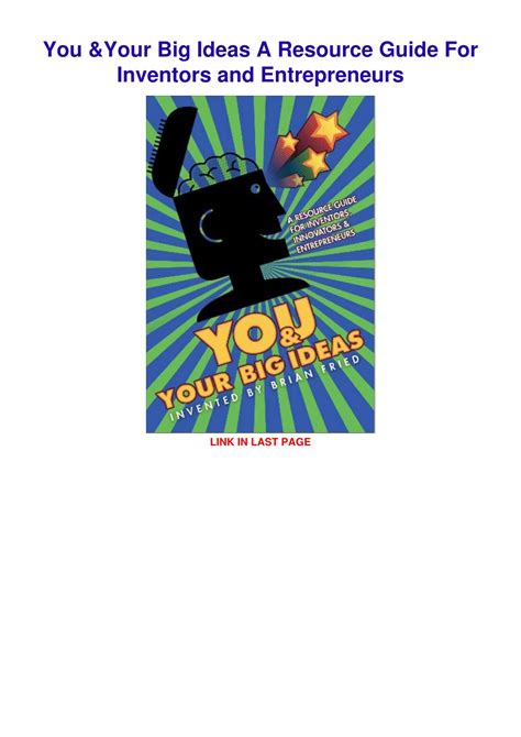 You and your big ideas a resource guide for inventors innovators and entrepre. - Thermal dynamics pak master 9 parts manual.