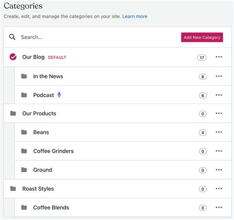You can search categories like