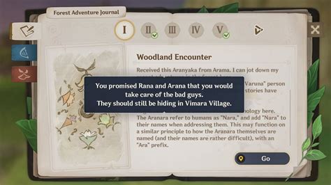 Head to the house and talk to Araja. Go north of the Statue of the Seven to a large house. Simply go inside to talk to Araja. This will complete the quest and unlock Children of the Forest and other World Quests. You'll need to complete the other quests from the Aranara in Vanarana to advance the Aranyaka questline!. 