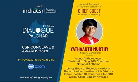 Young Anthemologist Yathaarth Murthy to be Chief ... - India CSR Network