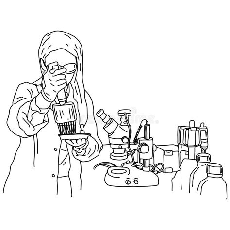 Young Female Scientist Doing an Experiment in the Laboratory Vector