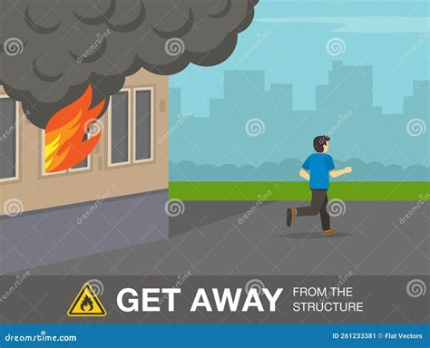 Young Man Runs Away from the Fire. Get Away from the Structure