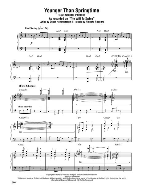 Younger than springtime easy hammond chord organ sheet music arrangement. - El secreto del indio / the secret of the indian (montana encantada level 4).
