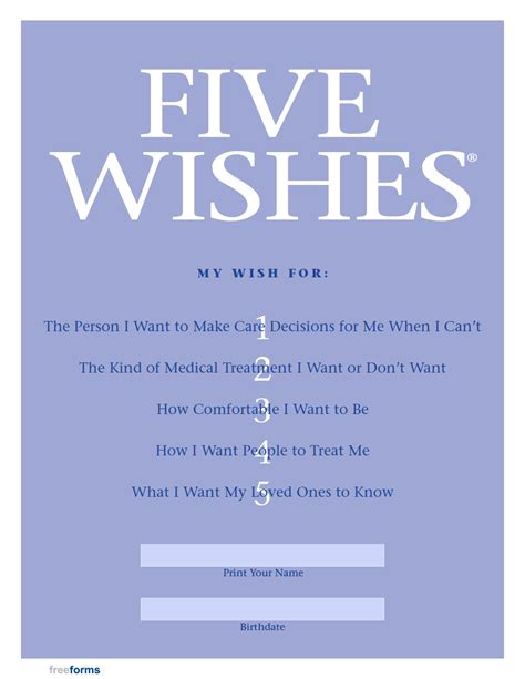 Your Living Will And Advance Directive Five Wishes For You