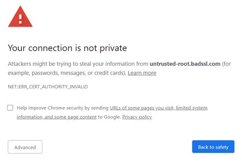 Your connection is not private chrome