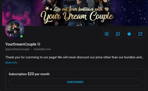 yourdreamcouple, also known under the username @yourdreamcouple is a verified OnlyFans creator located in Our Dirty Mind. yourdreamcouple is most probably working as a full-time OnlyFans creator with an estimated earnings somewhere between $11.3k — $28.2k per month. Bear in mind this is only our estimate. 
