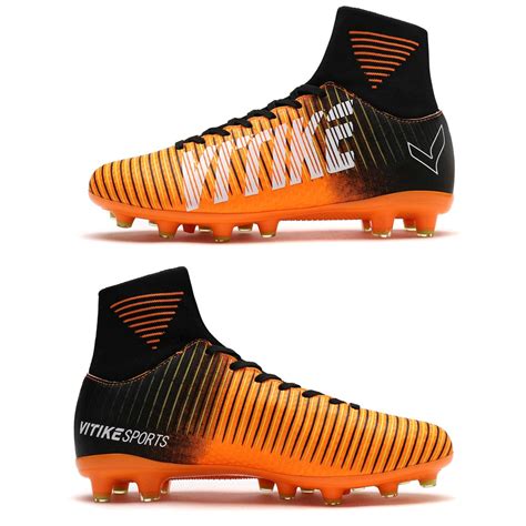 Kids soccer cleats with PU Upper texture design for more convenient ball control and comfortable wearing. Unisex soccer shoes with Hook-and-Loop closure, no-tie for easy to put on. Kids football shoes sole with cleats provide stable grip for safe running. Boys soccer cleats design with minimalist gradient color, simple but still stylish.. 