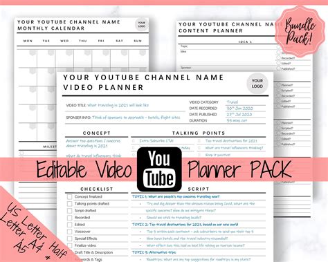 Youtube Planner Template