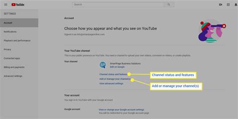 Youtube channel settings.  Learn more about using your Google Account for YouTub...