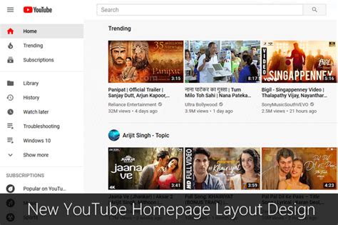 Youtube homepage layout.  Built with the latest designs, procedures and mater...
