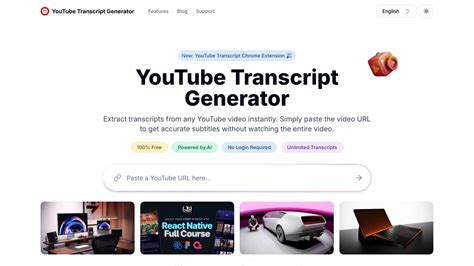 Youtube transcript generator.  Je hoeft geen software te downloaden of plug...
